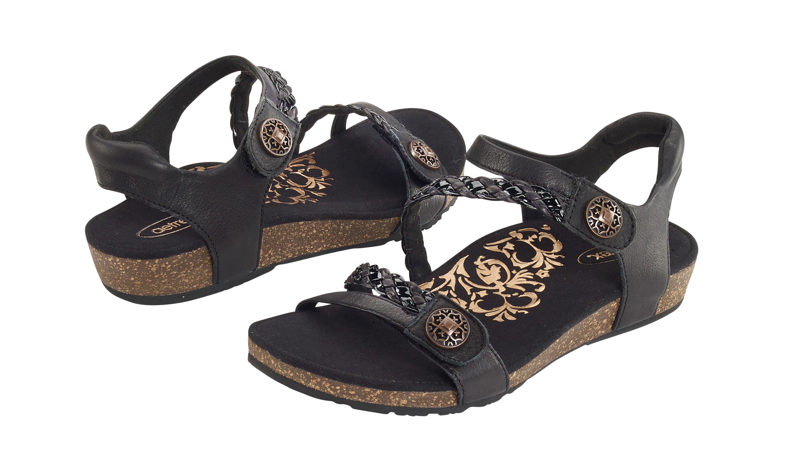 Aetrex Jillian Braided Sandals: Black